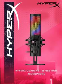 原装全新 HyperX QuadCast 2s USB 麦克风，适用于游戏直播和播客，带板载控制 LED 照明可拆卸 - 黑色 - 查看 1