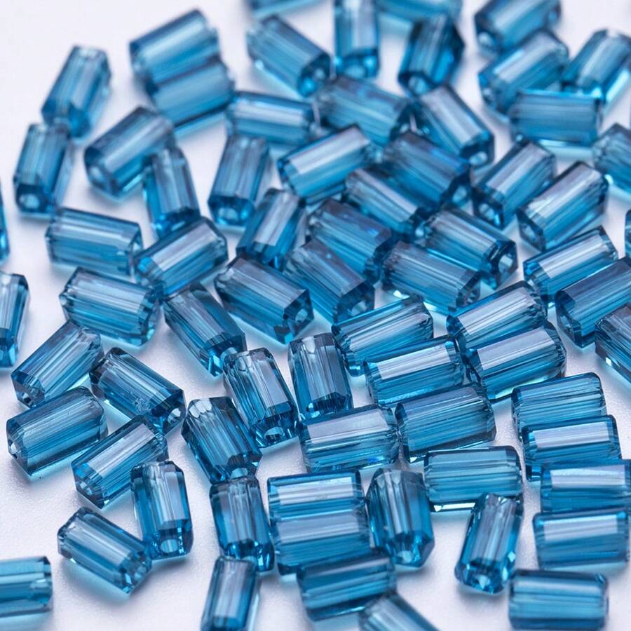 98pcs 2x4mm Vibrant Faceted Glass Rectangle Spacer Beads - Stunning, Durable DIY Jewelry Making Supplies For Creative Bracelets & Necklaces - 2*4 Rectangle - View 1
