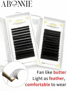 LAKANAKU Abonnie 12排 C 卷混合易扇形睫毛延长自动扇形睫毛延长假睫毛绽放易扇形睫毛簇，睫毛簇，单根睫毛，睫毛，假睫毛 - C - 查看 9