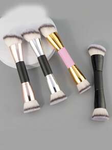 Dual-Ended Foundation Contour Brush, Flat Top And Angled Synthetic Bristles For Bronzer Liquid Cream Powder - Multicolor - View 6