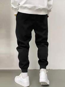 Męskie modne, swobodne, dzianinowe, drukowane spodnie dresowe