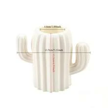 Soporte de bolígrafo creativo para estudiantes, papelería, escritorio de cactus, caja de almacenamiento multifuncional, contenedor de bolígrafos de PE, maceta para pinceles, suministros de oficina - Blanco - Ver 5