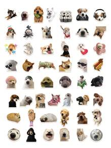 2 Styles Matte Realistic Dog Stickers, Suitable For Laptop, Skateboard, Helmet, Handbag, Asymmetrical Shape DIY Craft - Multicolor - View 2