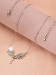 1pc Elegant Stainless Steel Angel Wing Titanium Steel Necklace Pendant, Creative Wing Design Necklace For Women (No Box)