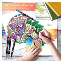 Bộ bút lông hai đầu 72-168 màu, bút lông nghệ thuật đầu trung bình dùng để vẽ, viết thư pháp, viết nhật ký và viết chữ tay - Nhiều màu, không thấm nước, có thể giặt được, lý tưởng cho bề mặt nhựa, thích hợp cho học sinh, làm quà tặng Lễ Tạ ơn, Giáng sinh, Năm mới - Nhiều màu - Xem 7