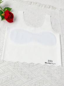 Girls' Casual Sports Bra For Developing Stage, Anti-Slip, Breathable Tank Top For Elementary/Middle School Students, Summer - White - View 4