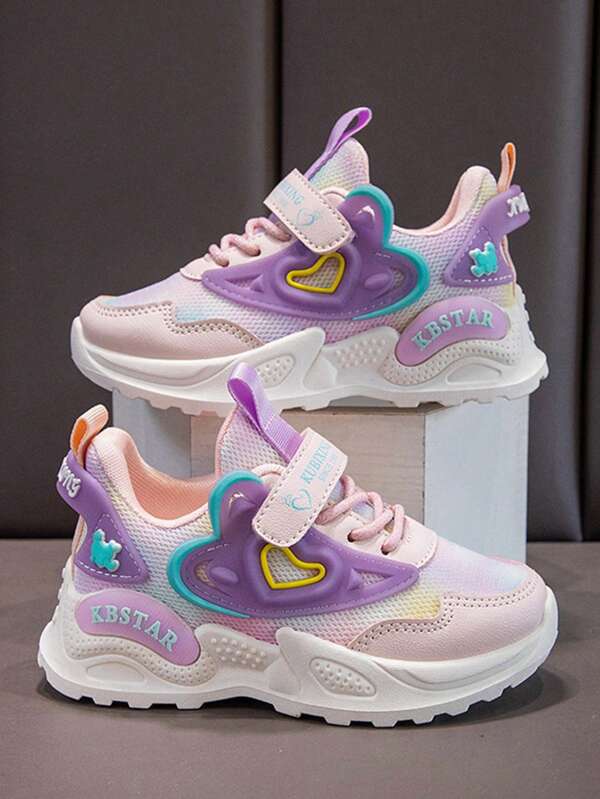 Girls' Lightweight Casual Sports Shoes, Comfortable Soft-Soled Cute Student Running Shoes, Mesh Breathable Casual Shoes, Suitable For Daily Wear, School, Sports, All Seasons