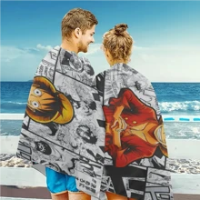 1 pieza Toalla de playa con diseño de anime Bandai, manta de playa de microfibra súper suave y sin arena, súper absorbente para viajes, natación, buceo, surf, yoga, camping, accesorios y artículos esenciales de playa