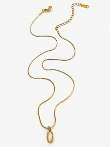 Monlansher 1 Pezzo Collana Donna In Acciaio Inossidabile Con Ciondolo In Pietra Lavorato A Mano, Di Moda, Minimalista, Versatile Per Uso Quotidiano