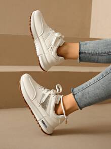 Women's Casual Sports Shoes, Lace-Up Low-Top Lightweight Versatile Outdoor Athletic Running Thick Sole Sneakers