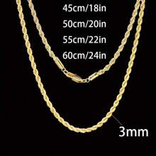 925 Sterling Silver Italian Woven Twisted Rope Chain Necklace, Made In Italy 18K Gold-Plated Solid Cut 3mm Twisted Rope Necklace, Stylish And Durable Design - The Perfect Gift For All Occasions (Includes Gift Box) - 20inch - View 4
