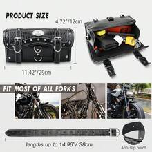 Motorcycle Fork Tool Bag Leather Saddle Bag Handlebar For Harley Dyna Sportster - 1 - View 3