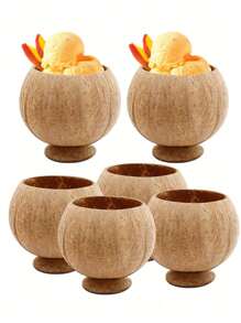 1 pièce Tasse en coquille de noix de coco polie pour la fête hawaïenne, tasse en noix de coco réutilisable pour le dessert, la crème glacée, convenant pour les mariages, les fêtes de graduation, les fêtes d'été près de la piscine