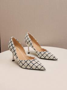 Salto alto stiletto elegante de bico para mulheres, saltos altos na cor amendoada, bombas minimalistas slip-on versáteis adequadas para festas, casamentos e trabalho diário - elegantes, de baixo corte, fáceis de usar sapatos tipo Mary Jane