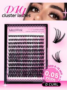 Miss Wink 50D Fluffiga Naturliga 3D Individuella Ögonfransförlängningar 8-16mm Blandade 0.05mm/0.07mm C/D Böjda, 12 Rader 240 Fransar, Vattentäta, Mjuka, Lättviktiga, Handgjorda, För Lätt/Full Makeup, Vardagskläder, Fester, Evenemang, Franskluster, Ögonfranskluster, Individuella Ögonfransar, Fransar, Lösögonfransar - Svart - Visa 11