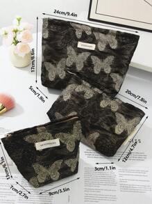 1Pc/Set Golden Butterfly Multifunctional Cosmetic Storage Handbag ,Wallet Pouch Portable Cosmetics Brush Storage Clutch With Zipper Closure For Lipstick, Brush, Skincare, Mobile Phone, Coin, Hailclips Small Items, For Home, Travel, Vacation And School Use, Wedding Bridesmaid Gifts,Mom Gifts,Birthday Gifts,Gifts For Friends And Teachers - Multicolor - View 9