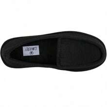 Men's House Slippers Memory Foam Moccasin Slippers Comfy Indoor Outdoor House Shoes Bedroom Soft Plush Warm Lining House Slippers - 黑色 - 查看 4