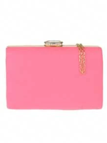 Girly Handbags Womens Faux Suede Hard Case Clutch Bag - Neon - View 2