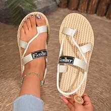 Women's Fashion Beach Slippers, Comfortable Casual Flat Sandals, Suitable For Outdoor Holiday, Versatile Anklet Flip Flops, Ideal For Daily Wear And Walking, Perfect For Summer Travel And Leisure