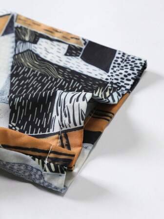 男士夏季度假热带植物印花短袖休闲衬衫