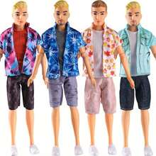 Set de 4 piezas de ropa de moda para muñeco Ken, incluyendo 1 top de tirantes, 1 chaqueta de manga corta, 1 pantalón corto y 1 par de zapatos, regalo de vacaciones/cumpleaños (muñeca no incluida) - Multicolor - Ver 1