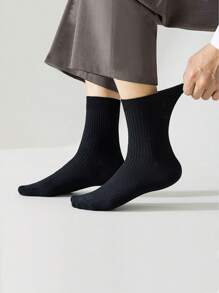 5 pares de meias de tênis masculinas de Lycra de alta elasticidade, respiráveis e resistentes a odores, de mistura aleatória, até a panturrilha, adequadas para uso diário, outono