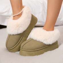 Women's Suede Shearling Slippers - Perfect For Cozy Winter Days - Khaki - View 6