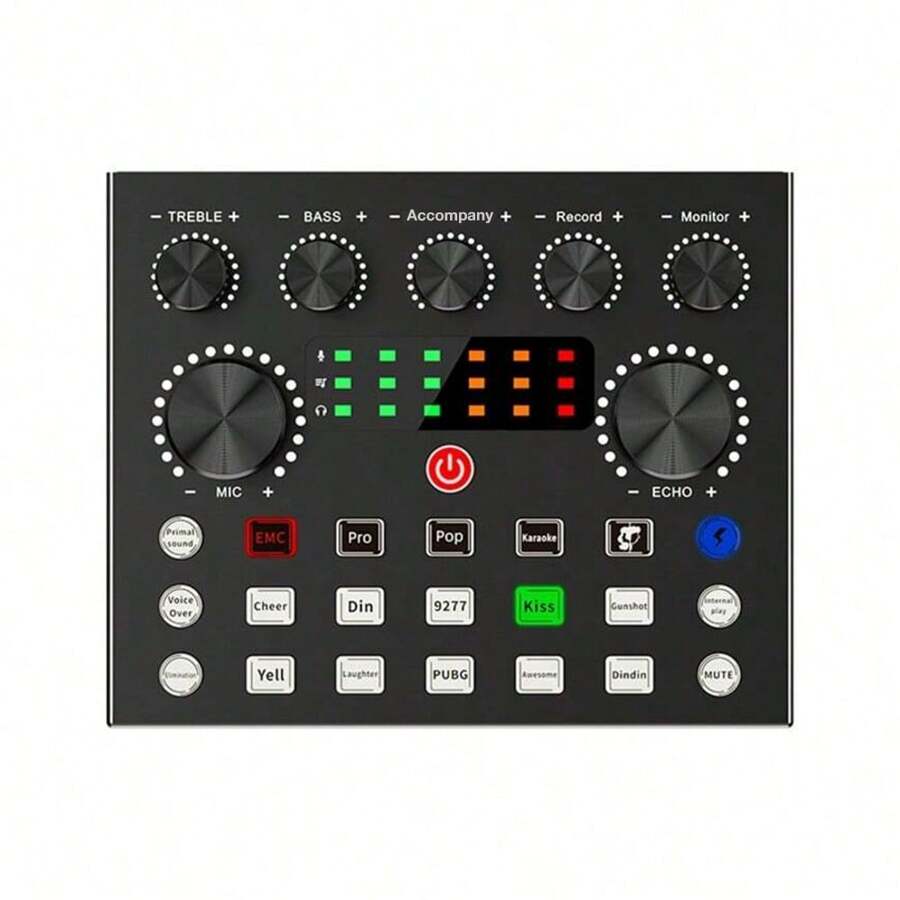 Easypie Selection V8S 音频 USB 外置声卡 现场音响调音台 个人娱乐 主播 直播 适用于 PC 手机 电脑 - 黑色 - 查看 1