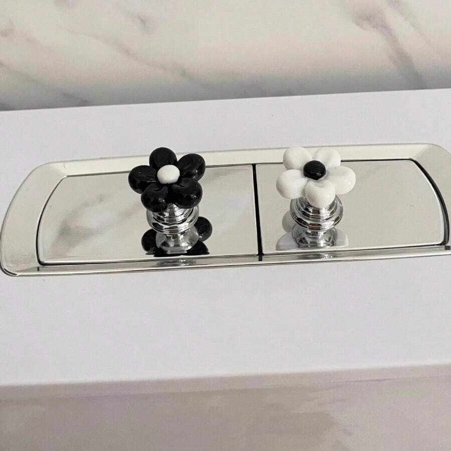 1 pièce bouton de chasse d'eau de toilette avec un design de fleur, convient pour la manucure dans la salle de bain, ouvre-couvercle de toilette universel