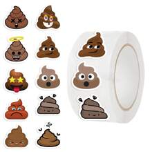 500pcs Poop Stickers Roll, Cartoon Stickers, Stickers, Funny Stickers, Decorative Stickers, Art Stickers, Vinyl Waterproof Stickers, Beautiful Laptop Stickers Set, Skateboard Stickers, Water Bottle Stickers, Notebook Stickers - Multicolor - View 1