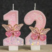 1 nến sinh nhật số, nến trang trí hình bướm số 0-9, đồ trang trí bánh số ưa thích cho bữa tiệc lãng mạn, nến số cho bánh tiệc kỷ niệm lễ hội, quà tặng số lấp lánh cho lễ tốt nghiệp, đám cưới - Con bướm đầy màu sắc - Xem 5
