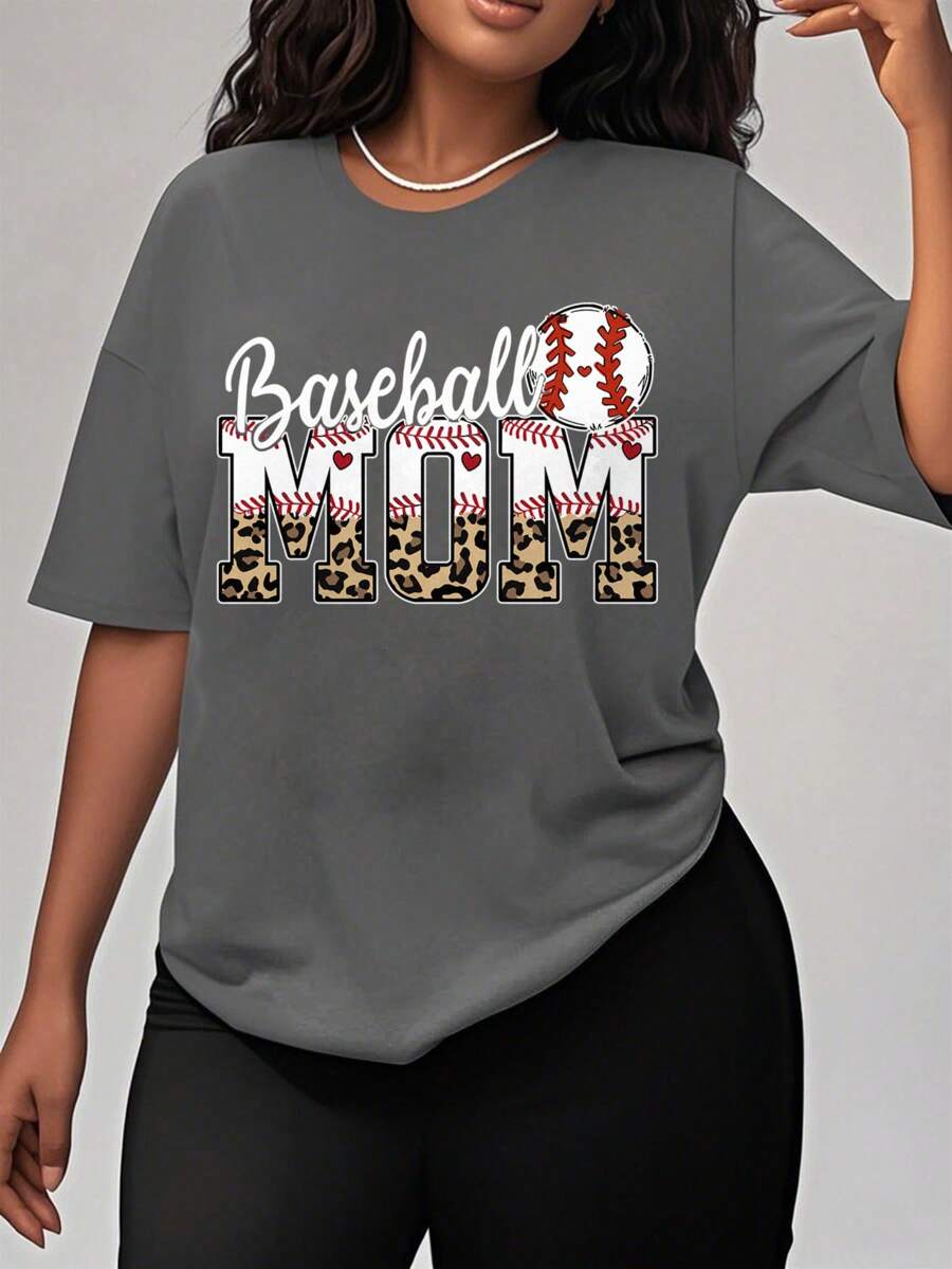 Oversized Style For Women, Baseball Mama Shirt, Baseball Mom Shirt, Sports Mom Shirt, Mothers Day Gift, Baseball Lover, Oversize Type Shirt For Women, Perfect For Holiday Parties Or Gift Giving, Soft And Comfortable - 深灰色 - 查看 1