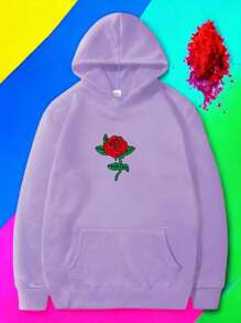 hoodie flower rosa colores fashion moda con gorro y cangurera - Lila Púrpura - Ver 1