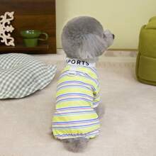 New Spring/Summer Pet Clothes, Cat Casual Wear, Air Conditioning Cat Clothes, Dog Four-Leg Clothes, Apparel, Animal Costumes, Small Dog Clothes, New Casual Wear, British Style Animal Outfits, Breathable Sports Clothes With Leash Buckle - Yellow - View 9