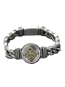 1 件复古旋转金刚主题银色男士手链，个性珠宝礼物