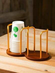 1 pieza Soporte de madera para vasos desechables de papel para uso doméstico