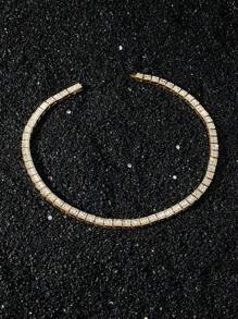 1 Pc Men's Hip Hop Style Square Rhinestone Patchwork Chain Necklace - Style a - View 4