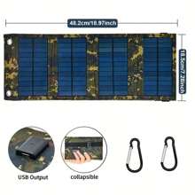 DAINUO Panel solar portátil para carga, cargador solar USB resistente al agua para viajes y camping, compatible con teléfonos móviles, baterías externas, linternas, ventiladores - sin batería