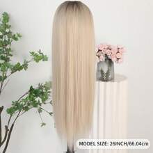 13X6 Platinum White Synthetic Lace Front Wigs 28 Inch Pre Plucked Long Straight Hair Wigs Glueless White Wigs Heat Resistant Fiber Hair Natural Halloween Wigs Platinum Blonde Lace Front Wigs For Women For Daily Christmas Party Cosplay Use - 漸變金色 - 查看 8