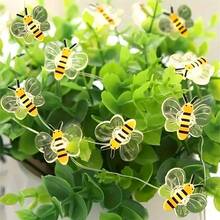1pc 1/2/3M 10/20/30 LED Plastic Bee Decoration Light String, Battery Powered, Indoor Room Decor LED Copper Wire Lights, Living Room Tabletop Decor Lamp, Wedding Party Decoration, Spring Garden Yard Bee Lights - Yellow - View 5