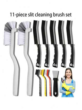 11pcs Gap Cleaning Brush Set, Stiff Bristle Cleaning Tools Suitable For Kitchen, Bathroom, Corner, Sink, Cup, Teapot, Bottle, Blender And More. Designed For Cleaning Narrow Spaces, Essential Home Cleaning Tools For Bathroom, Kitchen, Window, Faucet, Toilet, Grout, Car