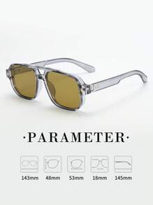 1pc Men Vintage Square Frame Stylish High-End Fashionable Fashion Glasses (Suitable For Driving, Travel, Casual, Vacation, Outdoor Sports, Daily Use) For Summer Beach Vacation,Outdoor,Travel - Gray Frame Yellow and Green Film - View 2