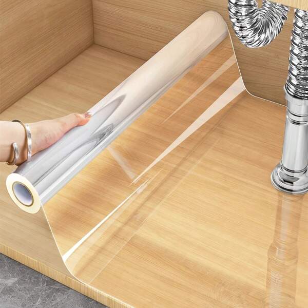 Easy-To-Apply Clear Vinyl Wallpaper - Waterproof, Oil & Heat Resistant, Removable Contact Paper For Kitchen Countertops And Cabinet Doors, Textured Finish, Kitchen Countertop Cover|Transparent Wallpaper|Waterproof Covering