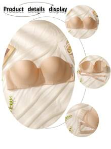 Off-The-Shoulder, Concealed Top, Strapless, Seamless Back Lingerie Bra - Apricot - View 2