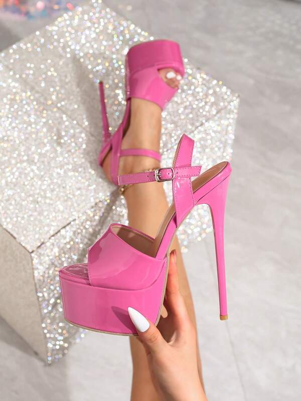 Women's Peep Toe Fashion High Heel Sandals With Buckle Detail, Sexy Platform Stilettos Nightclub Shoes, Size 35-42