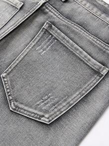 男士时尚刺绣破洞牛仔裤，百搭