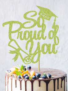 1pc "So Proud Of You" Graduation Cap, Diploma Certificate Paper Cake Topper, Graduation Theme Party Cake Decor Supplies - Multicolor - View 13