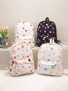 Stylish Student Girl Floral Print Backpack, Summer - Multicolor - View 2