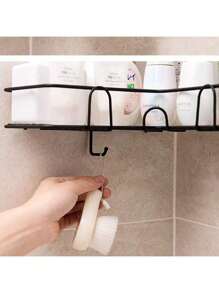 1 pezzo Scaffale organizzatore da bagno, portarotolo di carta igienica impermeabile, montato a parete, anti-ruggine, senza fori, può contenere articoli da toeletta, vasetti per spezie, da cucina e bagno