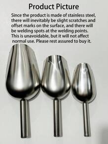 Juego de 1/3 piezas de cucharones de acero inoxidable gruesos, pala metálica multiusos para cubitos de hielo, helados, comida para mascotas, granos, harina, alimentos, té, palomitas, hielo, azúcar, frijoles, arroz - Diseño resistente, adecuado para uso doméstico en verano, restaurantes, bares y dispensador de bloques de hielo para camping al aire libre, regalo para el padre